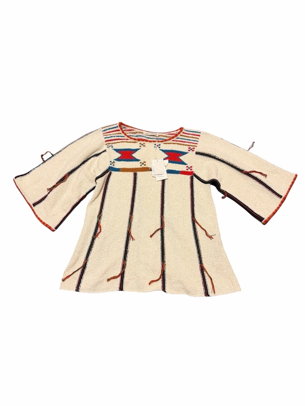 Ulla Johnson Cream Embroidered Boho Dress with Red and Blue Accents.NWT,SZ small